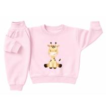 Conjunto Moletom Infantil Bebê Roupa Frio Peluciado Confortável Grosso Abrigo Flanelado Kit Inverno