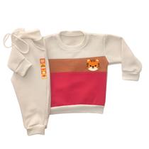 Conjunto Moletom Infantil Bebê Unissex Peluciado Roupa Inverno Flanelado Abrigo Algodão Premium
