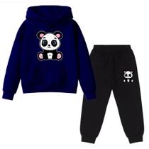 Conjunto Moletom Infantil Blusa Calça Panda Ohana Desenho Bolso Canguru com Capuz - Envio 24h