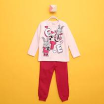 Conjunto Moletom Infantil Brandili Estampado Cute Menina