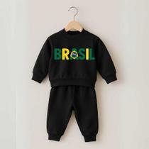 Conjunto Moletom Infantil Brasil Agasalho Blusa Calça Inverno Roupa de Frio Menino Felpado Torcida Conjunto Moletom Infantil Brasil Agasalho Blusa Calça Inverno Roupa de Frio Menino Felpado Torcida