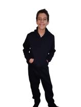 Conjunto moletom infantil calça e blusa preto 6 a 10 anos