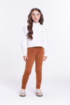 Conjunto Moletom Infantil Cropped com Capuz Off-White