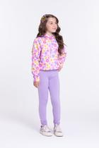 Conjunto Moletom Infantil Cropped Flowers Lilás