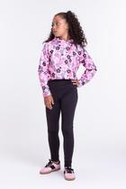 Conjunto Moletom Infantil Cropped Flowers Preto