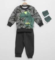 Conjunto Moletom Infantil Dinossauro Menino em Moletom Flanelado + Luvinha de Dino - Elian Conjunto Moletom Infantil Dinossauro Menino em Moletom Flanelado + Luvinha de Dino - Elian