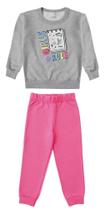 Conjunto Moletom Infantil Feminino Estampado Cinza e Rosa Tam 03 - Zig Zig Zaa Malwee