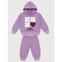 Conjunto Moletom Infantil Feminino Peluciado com Capuz 6 ao 10