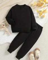 Conjunto moletom infantil flanelado blusa gola redonda e calça barra com punhos Conjunto moletom infantil flanelado blusa gola redonda e calça barra com punhos