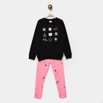 Conjunto Moletom Infantil Longo Brandili Estrela Menina