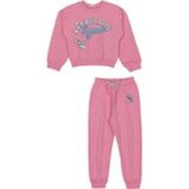 Conjunto Moletom Infantil Manga Longa Rosa - Momi