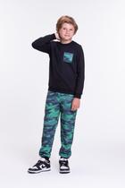 Conjunto Moletom Infantil Masculino Camuflado Preto