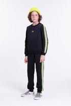 Conjunto Moletom Infantil Masculino Faixa Neon Preto
