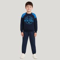 Conjunto Moletom Infantil Masculino Inverno New York Blusa e Calça Rei Rex