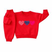 Conjunto Moletom Infantil Menina Bebê Peluciado Flanelado Roupa Inverno Abrigo Capuz Kit 2 peças