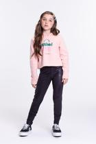 Conjunto Moletom Infantil Menina Cropped No Bad Days Rosa