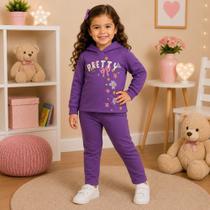 Conjunto Moletom Infantil Menina Inverno com Capuz Estampa Pretty Calça Lisa Sem Bolsos Kely Kety Conjunto Moletom Infantil Menina Inverno com Capuz Estampa Pretty Calça Lisa Sem Bolsos Kely Kety