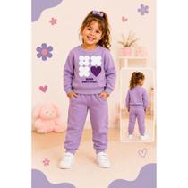 Conjunto Moletom Infantil Menina Inverno Peluciado Flores Conjunto Moletom Infantil Menina Inverno Peluciado Flores