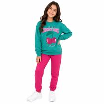 Conjunto Moletom Infantil Menina Rovitex Flanelado Inverno Tamanho 14 Blusão Estampa Cherry Calça Legging Confortavel