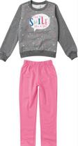 Conjunto Moletom Infantil Menina Smiles Rosa e Cinza - Malwee Conjunto Moletom Infantil Menina Smiles Rosa e Cinza - Malwee