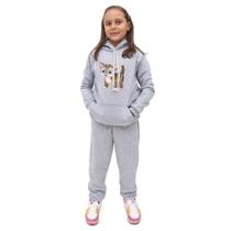 Conjunto Moletom Infantil Meninas Blusa Canguru Capuz e Calça Comprida Quentinho Inverno Escola