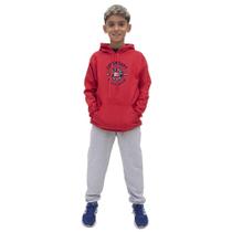 Conjunto Moletom Infantil Menino Abrigo Com Capuz e Calça Flanelada Algodão Poliester