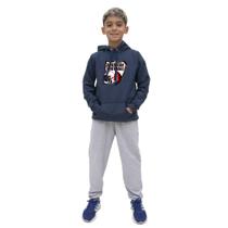 Conjunto Moletom Infantil Menino Estampado Casaco de Frio Com Capuz e Calça Lisa Macia