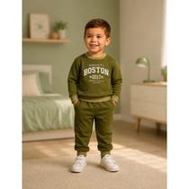 Conjunto Moletom Infantil Menino Inverno Peluciado Boston