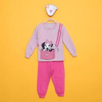 Conjunto Moletom Infantil Mia Kids Peluciado Dalmata Feminino