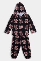 Conjunto Moletom Infantil Preto com Touca e Ursinhos - Destak