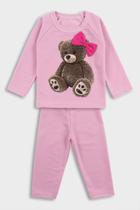 Conjunto Moletom Infantil Rosa com Ursinha - Destak