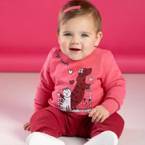 Conjunto Moletom Infantil Sem Ziper Quentinho e Flanelado Com punhos Tamanhos 01 ao 03