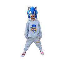 Conjunto Moletom Infantil Sônic Com Máscara 3D