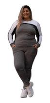 Conjunto Moletom Inverno Blusa Manga Longa Calça Com Bolso -A