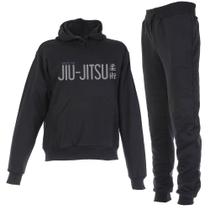 Conjunto Moletom Jiu-jitsu Plus Size Forrado Preto