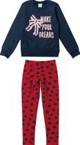 Conjunto Moletom Juvenil Menina Azul Marinho e Vermelho - Malwee