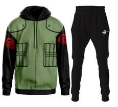 Conjunto Moletom Kakashi Uniforme Naruto Anime Adulto e Infantil Top Full