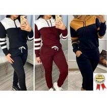 Conjunto Moletom Manga Longa Feminino capuz-Crepe de Malha Conjunto Moletom Manga Longa Feminino capuz-Crepe de Malha