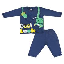 Conjunto Moletom Marinho Estampa Dinossauro - Big Bless Conjunto Moletom Marinho Estampa Dinossauro - Big Bless