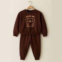 Conjunto Moletom Marrom Infantil Ursinho Flanelado Não Faz Bolinha Unissex Conjunto Moletom Marrom Infantil Ursinho Flanelado Não Faz Bolinha Unissex