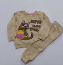 Conjunto Moletom Menina Blusão E Calça Gatinha Com Mochila