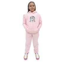 Conjunto Moletom Menina Infantil Blusa Capuz Calça Flanelada Confortavel Escola Dia a Dia 8 ao 16