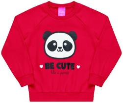 Conjunto Moletom Menina Panda Vermelho