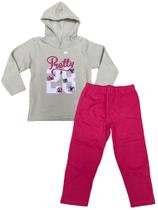 Conjunto Moletom Menina Pretty Cinza e Rosa - D Bell