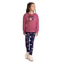 Conjunto Moletom Meninas Rosa Hibisco Feel Love e Legging Marinho Kyly Tamanho:10 anos Conjunto Moletom Meninas Rosa Hibisco Feel Love e Legging Marinho Kyly Tamanho:10 anos