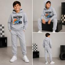 Conjunto Moletom Menino 6 A 10 Peluciado Inverno Carros