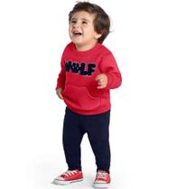 Conjunto Moletom Menino Infantil Blusão Flanelado Bolso Frontal cpunho Calça Moletom Flanelada Kyly