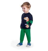 Conjunto Moletom Menino Infantil Dog Cachorro Blusão Flanelado cPunho Calça Moletom Flanelada Kyly