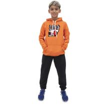 Conjunto Moletom Menino Infantil Estampado Casaco de Frio Com Capuz e Calça Lisa Macia