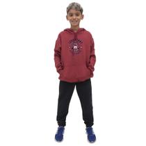 Conjunto Moletom Menino Infantil Juvenil Blusa de Frio Canguru e Calça Flanelada Tamanho 8 ao 16